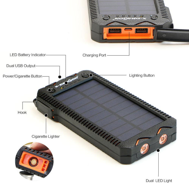 ALLPOWERS 15000mAh Solar External Battery Electric Cigarette Lighter Power Bank